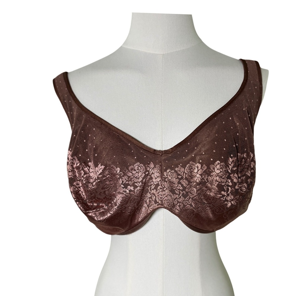 Soma 40DDD Minimizer‎ Bra Brown Floral Lace Unlined Supportive Full Coverage